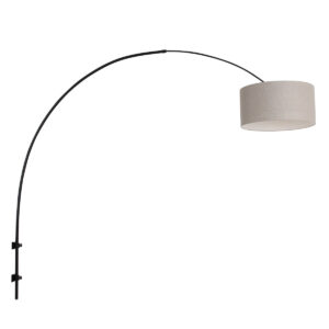 Laagste prijs - Steinhauer Wand BooglampSparkled zwart met taupe lampenkap - 8137ZW