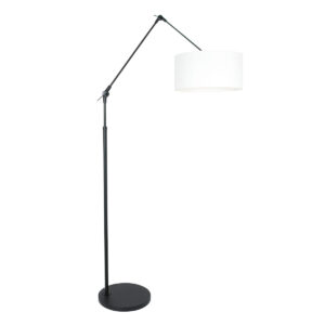 Laagste prijs - Steinhauer Vloer LeeslampPrestige Chic zwart met 40cm wit linnen lampenkap - 8114ZW