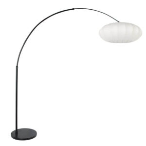 Laagste prijs - Steinhauer BooglampSparkled Light zwart met witte kap - 3807ZW