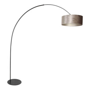 Laagste prijs - Steinhauer VloerlampCurve zwart met grijze kap Ø 50cm - 4263ZW