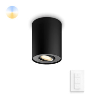 Laagste prijs - Philips PlafondspotHue Pillar - White Ambiance 1-lichts zwart met schakelaar - 929003046501