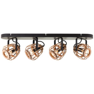 Laagste prijs - Brilliant Rotan plafondlampNikka 4-lichts zwart - 99616/76