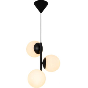 Laagste prijs - Nordlux HanglampLilly 3-lichts zwart met witte bol - 48603003