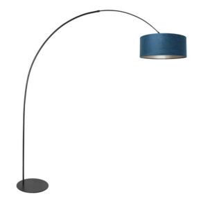 Laagste prijs - Steinhauer VloerlampCurve zwart met blauwe kap Ø 50cm - 4271ZW