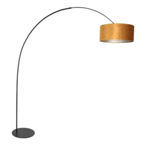 Laagste prijs - Steinhauer VloerlampCurve zwart met gouden kap Ø 50cm - 4264ZW