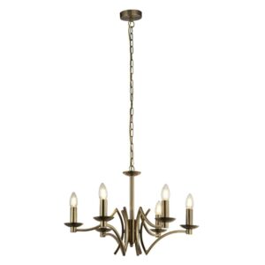 Laagste prijs - Searchlight 6-lichts kroonluchterAscot messing mat - 41312-6AB