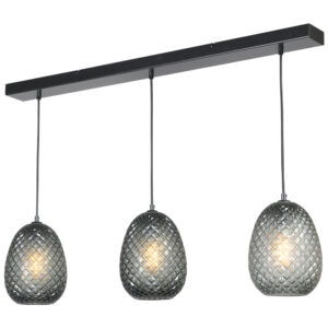 Laagste prijs - Masterlight Zwarte hanglampPineapple 3-lichts met rookglas - 2291-05-05-100-3