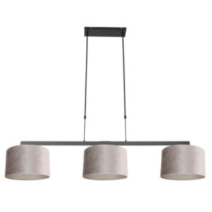 Laagste prijs - Steinhauer Zwarte hanglampStang met taupe velours kappen - 3459ZW