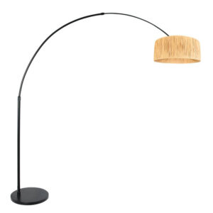 Laagste prijs - Steinhauer BooglampSparkled Light zwart met strokleurige kap - 3789ZW