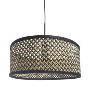 Laagste prijs - Steinhauer HanglampSparkled Light zwart met bamboe kap Ø 50cm - 3753ZW