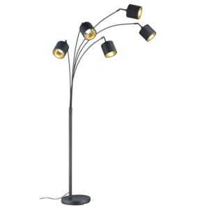 Laagste prijs - Trio Design schemerlampTommy 5-lichts zwart met goud - R46330579