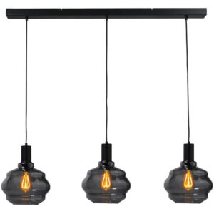 Laagste prijs - Masterlight 3-lichts hanglamp - zwart -Porto met Ball smoke glazen - Ø 24cm - 2711-05-05-100-3-3