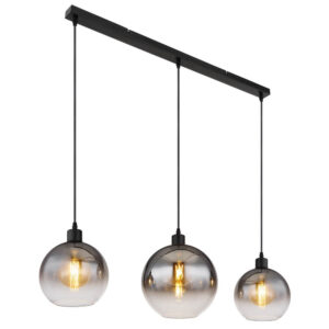 Laagste prijs - Globo Zwarte hanglampNewcastle bol smoke glas 3-lichts - 58227-3HB