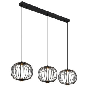 Laagste prijs - Globo Zwarte hanglampGalway 3-lichts kooi - 15652-3H