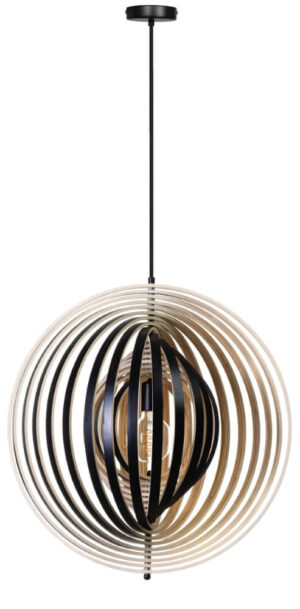 Laagste prijs - ETH Desing hanglampWoody zwart met hout Ø 59cm - 05-HL4540-3070