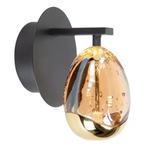 Laagste prijs - Highlight WandlampGolden Egg zwart met amber glas - W3455.01