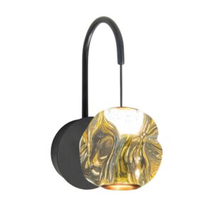 Laagste prijs - Highlight WandlampMelina zwart met amber glas - W3486.01