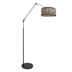 Laagste prijs - Steinhauer Vloerlamp instelbaarPrestige Chic zwart met bamboe kap - 3792ZW