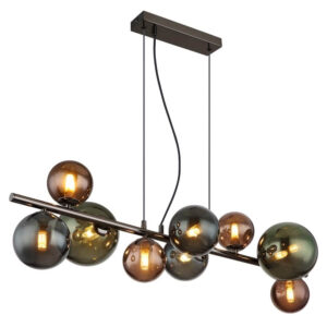 Laagste prijs - Globo Zwarte hanglampRiha gekleurd glas 9-lichts - 56142-9H