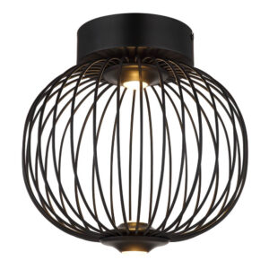 Laagste prijs - Globo Zwarte plafondlampGalway enkel kooi Ø 30cm - 15652D