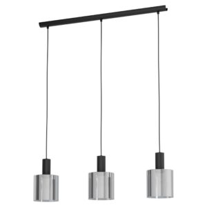 Laagste prijs - Eglo Smoke glazen hanglampGorosiba 3-lichts zwart met smoke glas - 98753