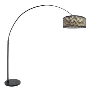 Laagste prijs - Steinhauer BooglampSparkled Light zwart met bamboe kap - 3788ZW
