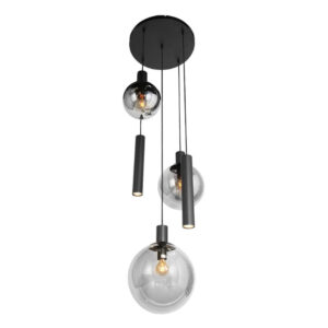 Laagste prijs - Steinhauer Vide hanglampBollique zwart met rookglas - 3800ZW