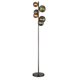 Laagste prijs - Globo Zwarte vloerlampRiha gekleurd glas 6-lichts - 56142-6S