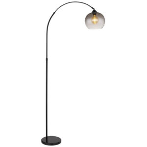Laagste prijs - Globo Zwarte booglampNewcastle bol smoke glas - 58227BS
