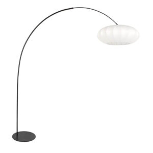 Laagste prijs - Steinhauer VloerlampCurve zwart met witte kap Ø 60cm - 4272ZW