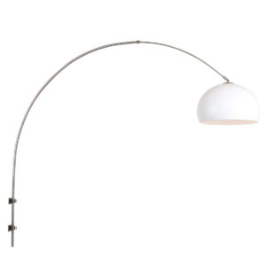 Laagste prijs - Steinhauer Wand BooglampSparkled RVS met lampenkap wit - 8200ST