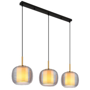 Laagste prijs - Globo Design hanglampLampigna zwart met amber glas 3-lichts - 16049-3H