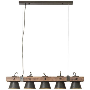 Laagste prijs - Brilliant 5-lichts hanglampDecca zwart met bruin - 85875/46