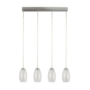 Laagste prijs - Searchlight Eetkamer hanglampCyclone grijs met helder glas - 97292-4CL