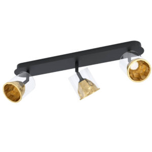 Laagste prijs - Stars of Light Zwarte plafondlanpMelito met goud 3-lichts - 39575