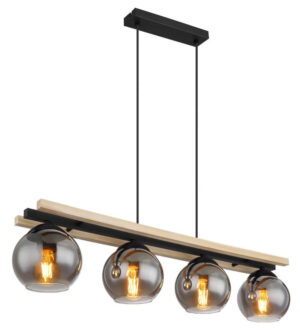 Laagste prijs - Globo Design hanglampConni hout 4-lichts - 15569-4H