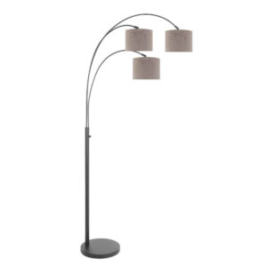 Laagste prijs - Steinhauer VloerlampSparkled Light zwart met taupe kappen - 3823ZW