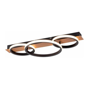 Laagste prijs - Just Light PlafondlampTrooper zwart met hout 68cm - 15616-78