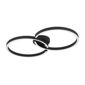 Laagste prijs - Eglo Zwarte led plafondlampAmandolo 2-ringen - 900955