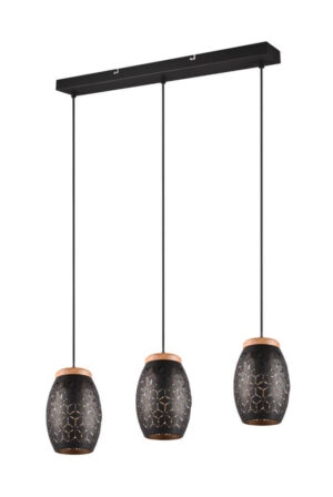 Laagste prijs - Trio Zwart goude hanglampBidar 3-lichts - R31573080