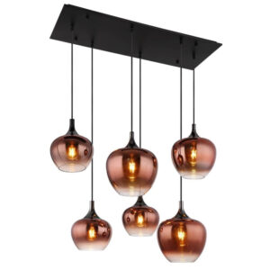 Laagste prijs - Globo Zwarte hanglampMaxy met rood glas 6-lichts - 15548-6HG