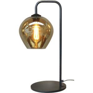 Laagste prijs - Masterlight Zwarte tafellampQuinto met smoke glas - 4262-05-05-3