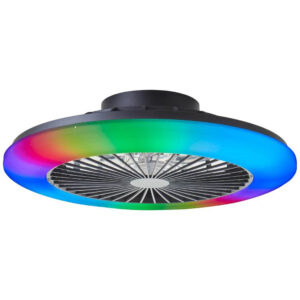Laagste prijs - Brilliant Zwarte ventilatorSalerno met RGB functie - G60020/06