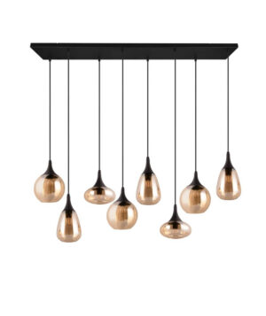 Laagste prijs - Trio 8-lichts hanglampLumina met amber glas - 317000813