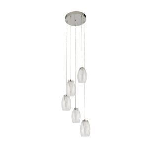 Laagste prijs - Searchlight 5-lichts vide hanglampCyclone grijs - 97291-5CL