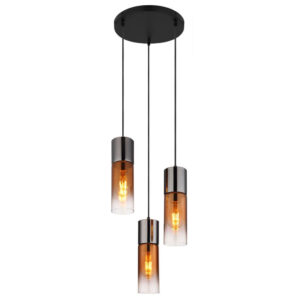 Laagste prijs - Globo Strakke hanglampAnnika 3-lichts gunmetal rond - 21000-3HG