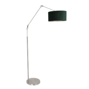 Laagste prijs - Steinhauer Vloer LeeslampPrestige Chic RVS met 40cm groen velourse kap - 8103ST