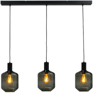 Laagste prijs - Masterlight 3-lichts hanglamp - zwart -Porto met Jagger green glazen - 2711-05-05-100-3-10
