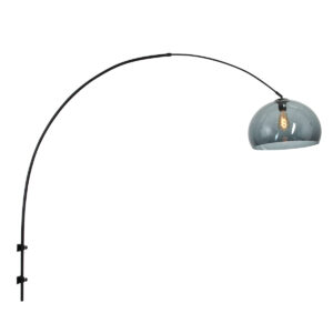Laagste prijs - Steinhauer Wand booglampSparkled zwart met smoke kap - 8196ZW