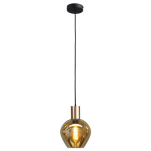 Laagste prijs - Masterlight Zwarte pendel hanglampBounty goud met rond glas - 2470-05-02-3